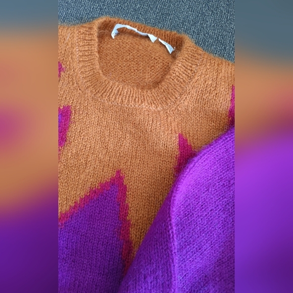 Perry Ellis VTG Fall Collection Colorful Vibrant Mohair Wool Jester Sweater RARE - Picture 5 of 9